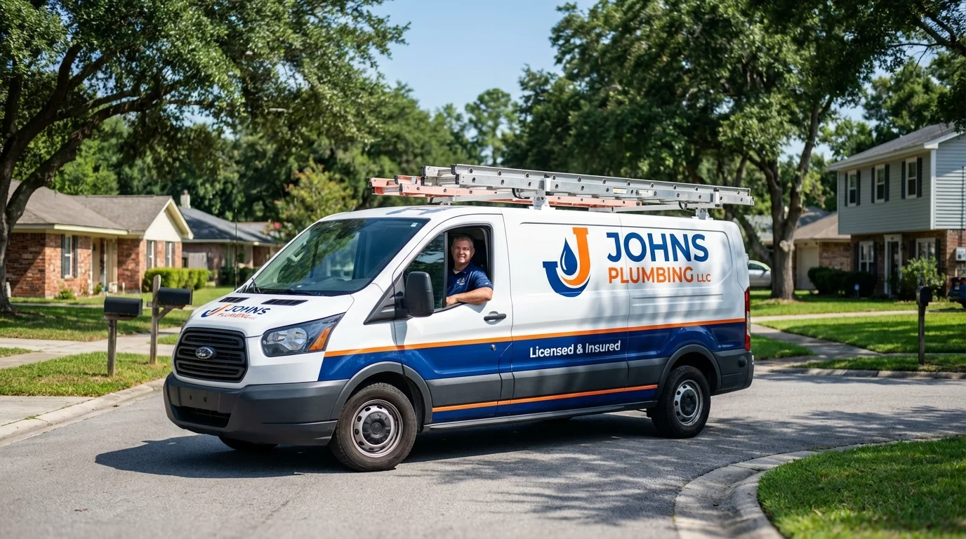Johns Plumbing LLC service van in Jasonville, IN