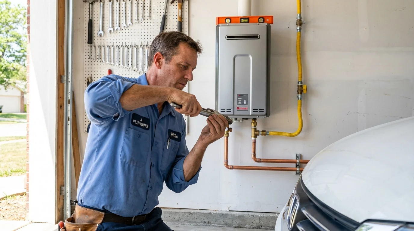 Tankless water heater installation by a Johns Plumbing LLC plumber in Jasonville